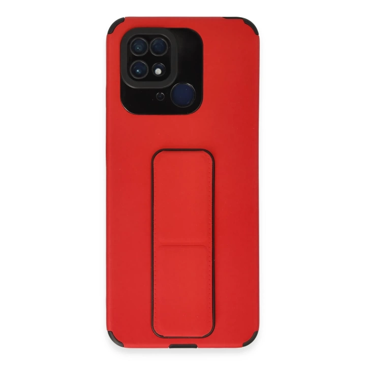 BFS  Xiaomi Redmi 10C Kılıf Mega Standlı Silikon - Kırmızı