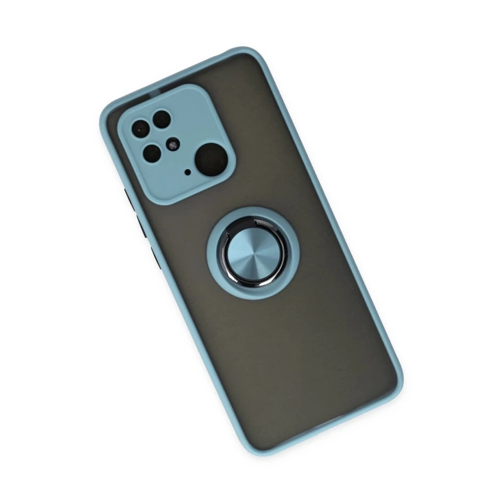 BFS  Xiaomi Redmi 10C Kılıf Montreal Yüzüklü Silikon Kapak - Buz Mavi