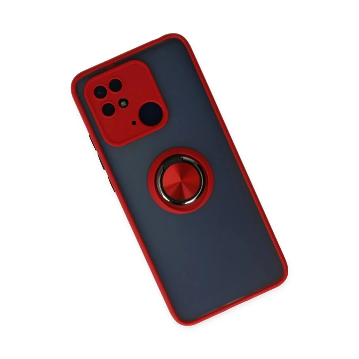 BFS  Xiaomi Redmi 10C Kılıf Montreal Yüzüklü Silikon Kapak - Kırmızı