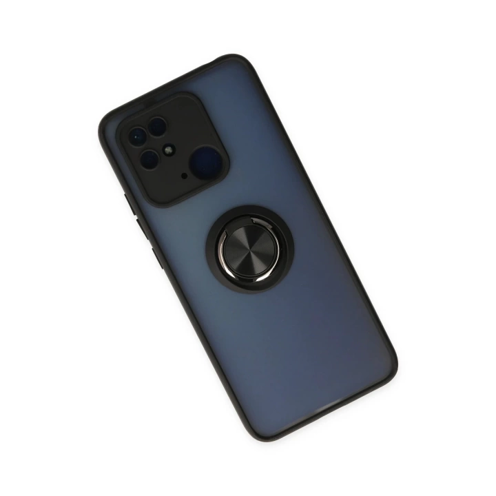 BFS  Xiaomi Redmi 10C Kılıf Montreal Yüzüklü Silikon Kapak - Siyah