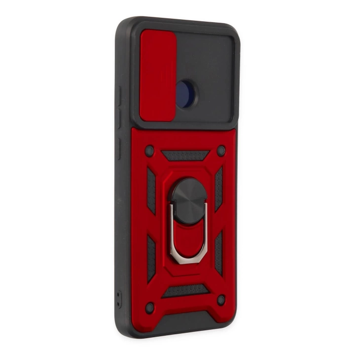 BFS  Xiaomi Redmi 10C Kılıf Pars Lens Yüzüklü Silikon - Kırmızı
