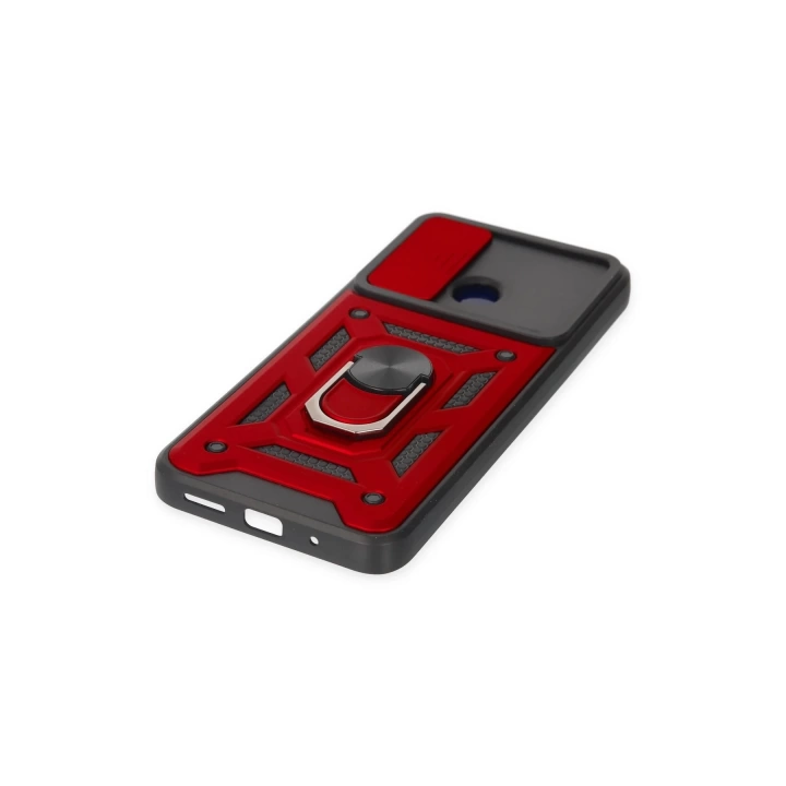 BFS  Xiaomi Redmi 10C Kılıf Pars Lens Yüzüklü Silikon - Kırmızı
