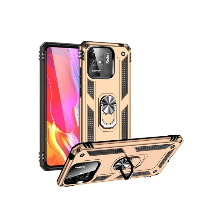 BFS  Xiaomi Redmi 10C Kılıf Sofya Yüzüklü Silikon Kapak - Gold