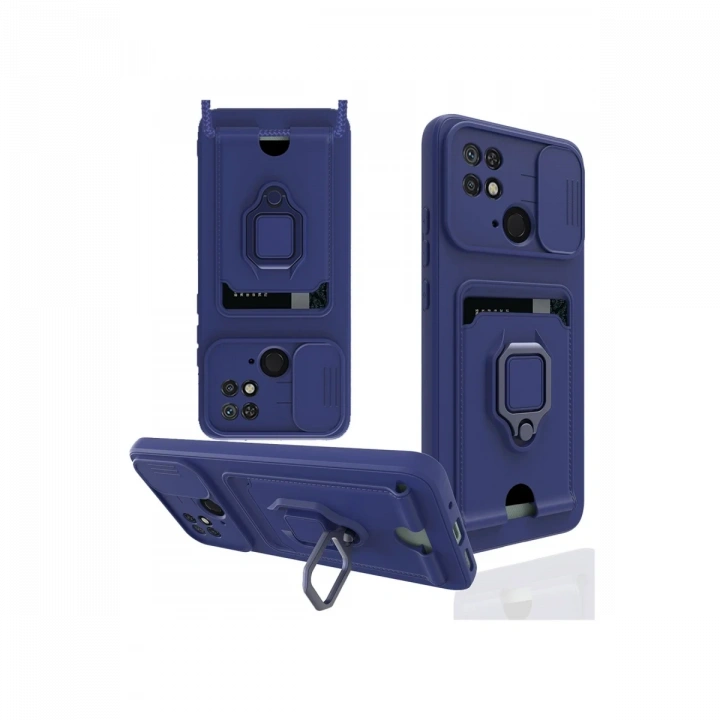 BFS  Xiaomi Redmi 10C Kılıf Zuma Kartvizitli Yüzüklü Silikon - Lacivert