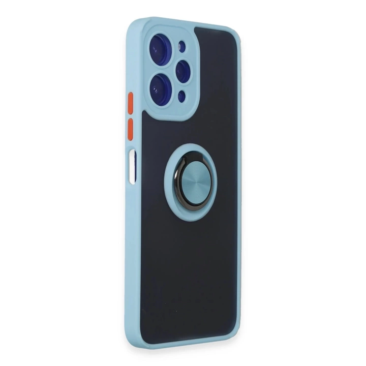 BFS Xiaomi Redmi 12 Kılıf Montreal Yüzüklü Silikon Kapak - Buz Mavi