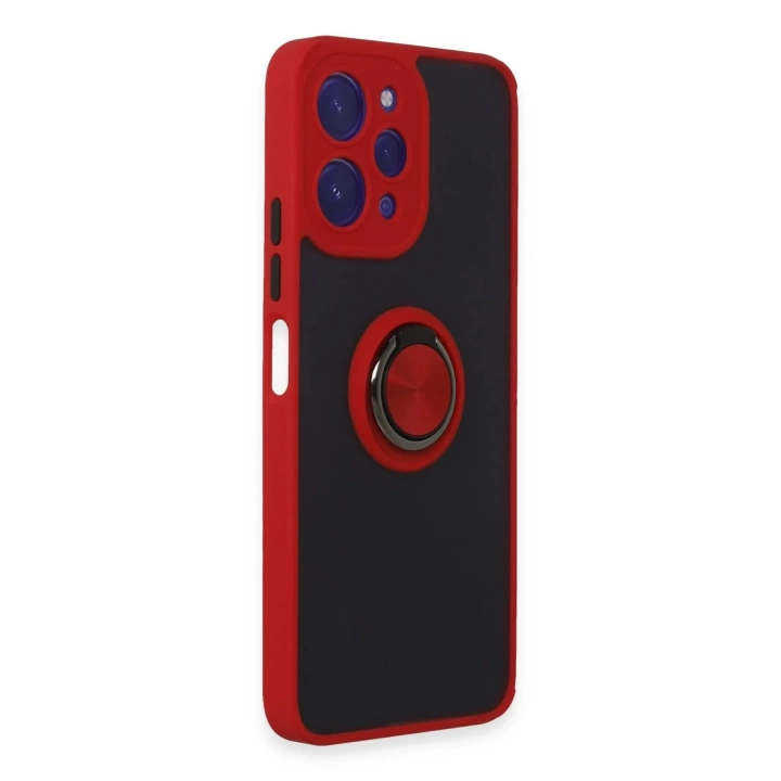 BFS Xiaomi Redmi 12 Kılıf Montreal Yüzüklü Silikon Kapak - Kırmızı