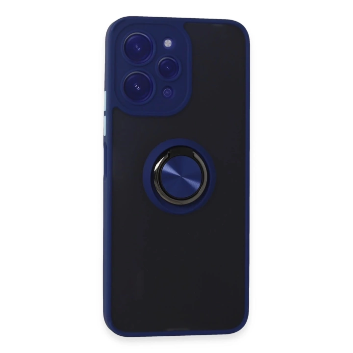 BFS Xiaomi Redmi 12 Kılıf Montreal Yüzüklü Silikon Kapak - Lacivert