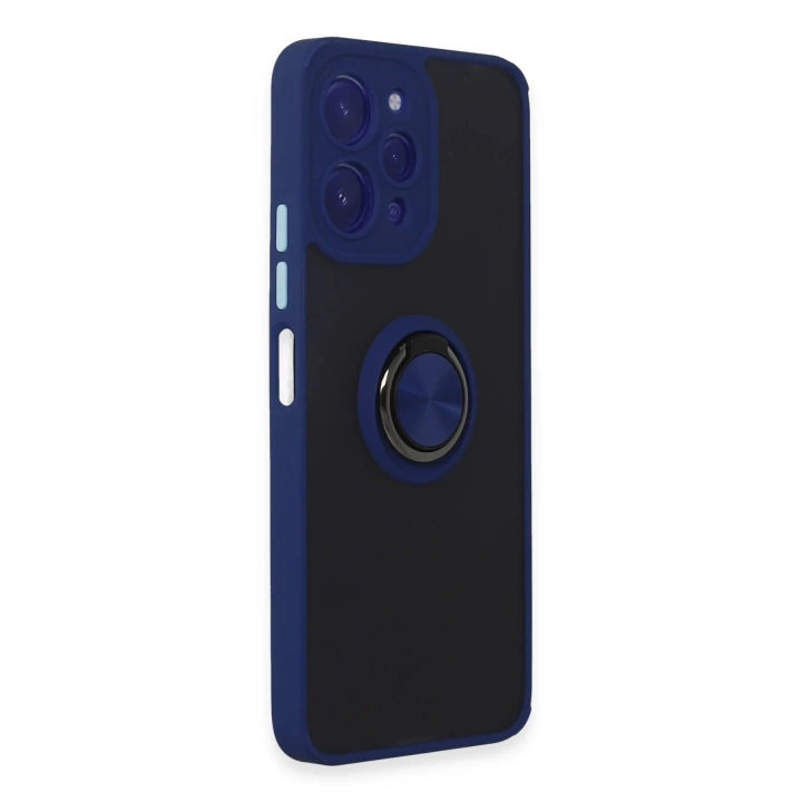BFS Xiaomi Redmi 12 Kılıf Montreal Yüzüklü Silikon Kapak - Lacivert