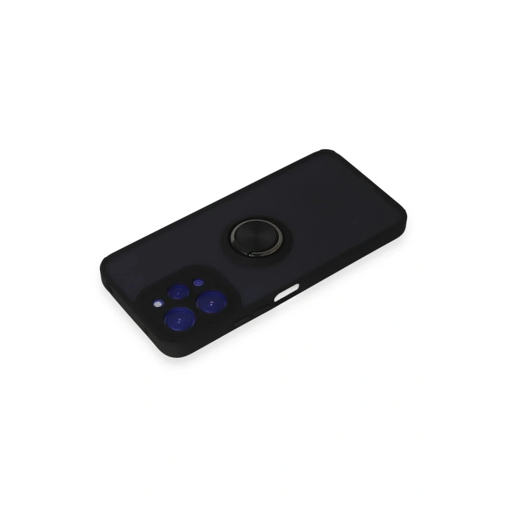 BFS Xiaomi Redmi 12 Kılıf Montreal Yüzüklü Silikon Kapak - Siyah