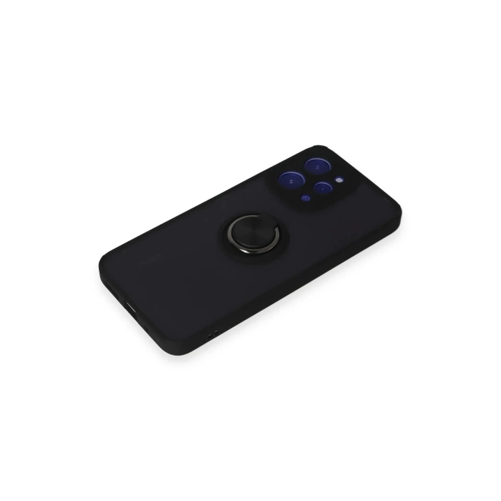 BFS Xiaomi Redmi 12 Kılıf Montreal Yüzüklü Silikon Kapak - Siyah