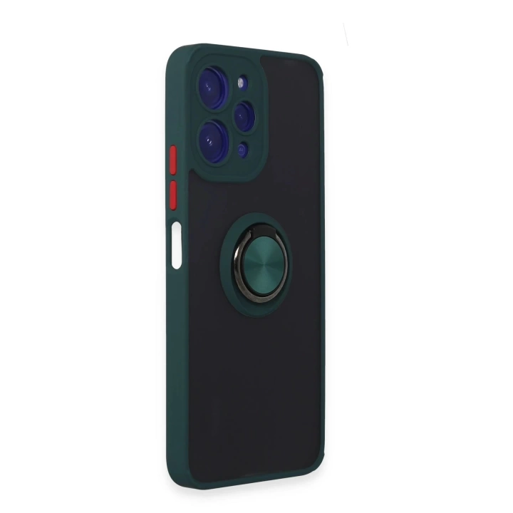 BFS Xiaomi Redmi 12 Kılıf Montreal Yüzüklü Silikon Kapak - Yeşil