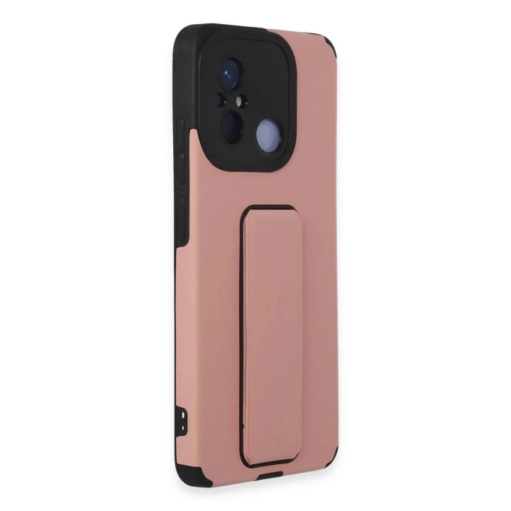BFS  Xiaomi Redmi 12C Kılıf Mega Standlı Silikon - Pudra