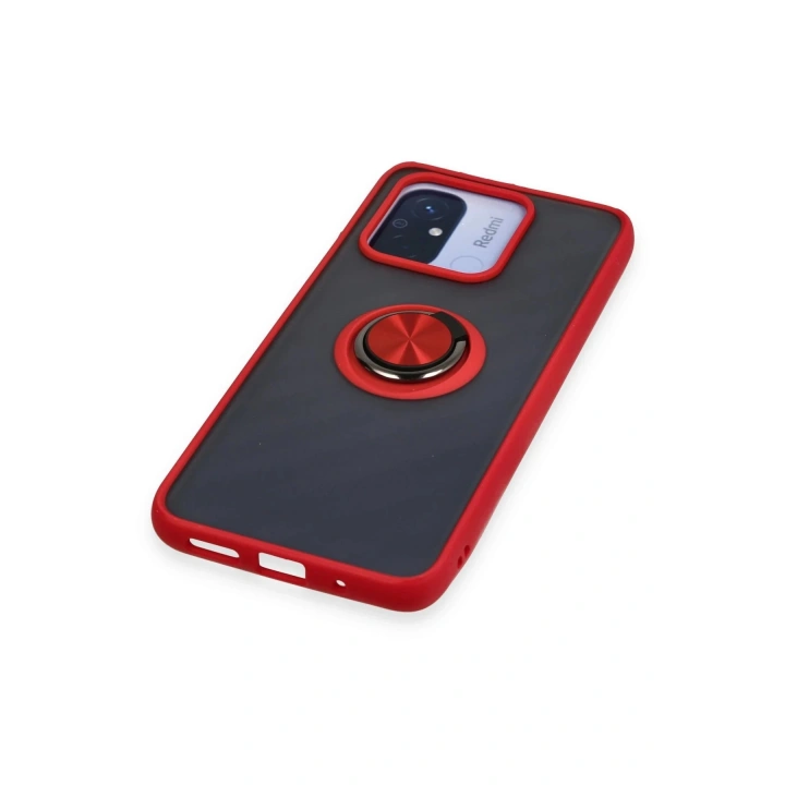 BFS Xiaomi Redmi 12C Kılıf Montreal Yüzüklü Silikon Kapak - Kırmızı
