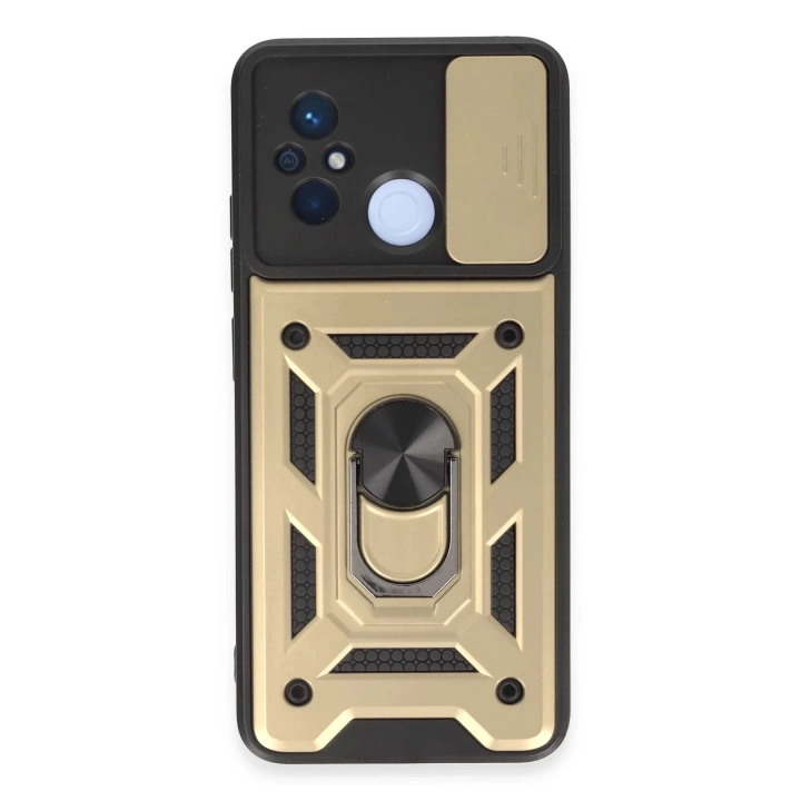 BFS  Xiaomi Redmi 12C Kılıf Pars Lens Yüzüklü Silikon - Gold