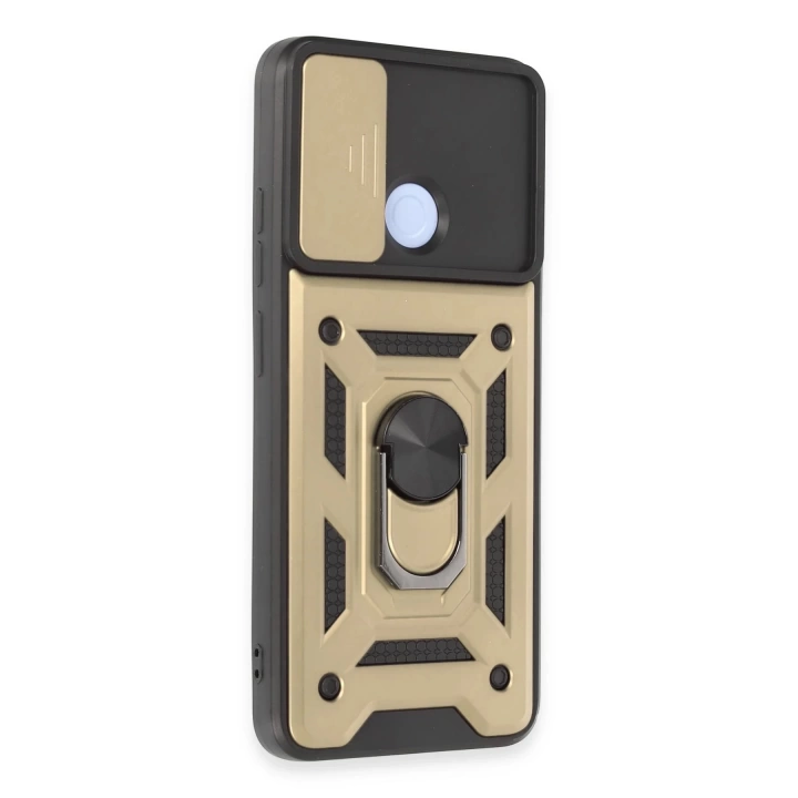 BFS  Xiaomi Redmi 12C Kılıf Pars Lens Yüzüklü Silikon - Gold