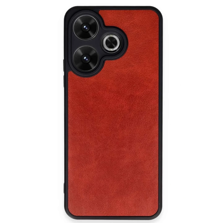 BFS  Xiaomi Redmi 13 4G Kılıf Aras Deri Kapak - Kırmızı