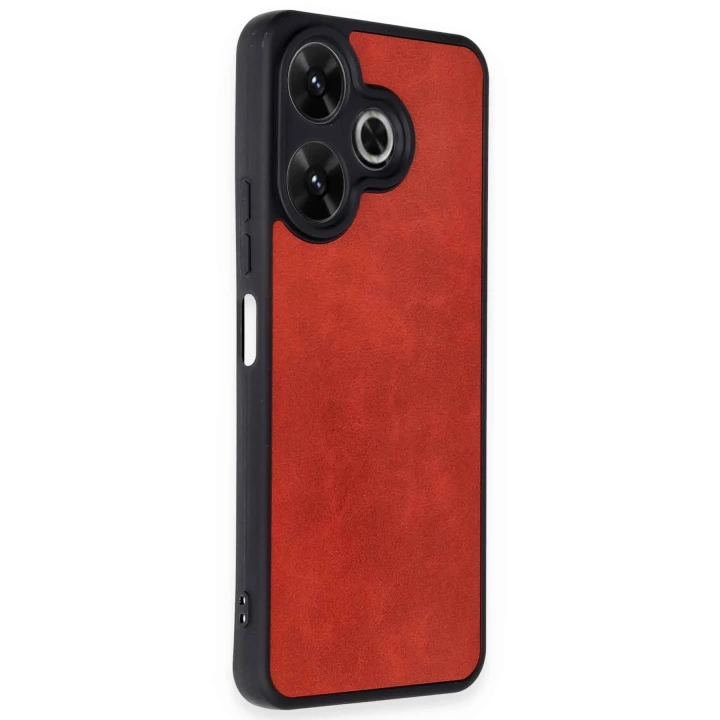 BFS  Xiaomi Redmi 13 4G Kılıf Aras Deri Kapak - Kırmızı