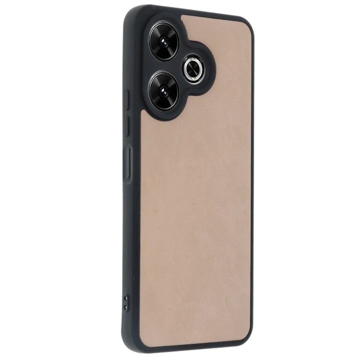 BFS  Xiaomi Redmi 13 4G Kılıf Aras Deri Kapak - Pudra