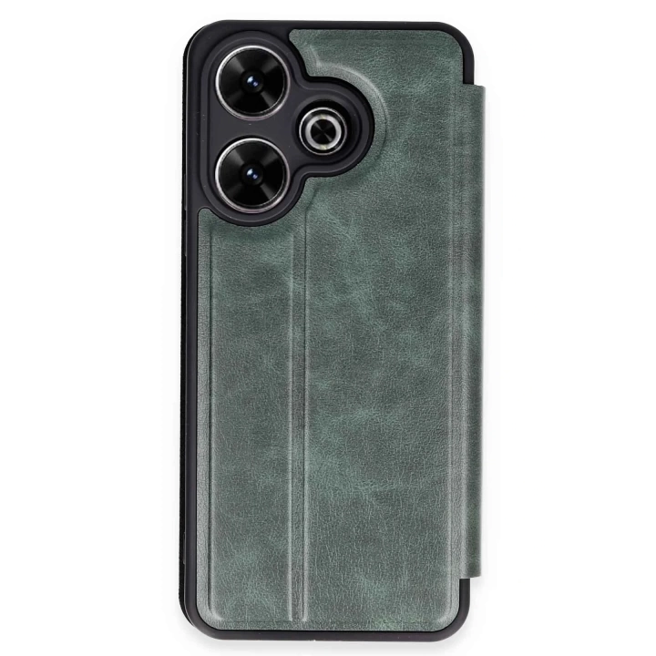BFS  Xiaomi Redmi 13 4G Kılıf Flip Cover - Koyu Yeşil