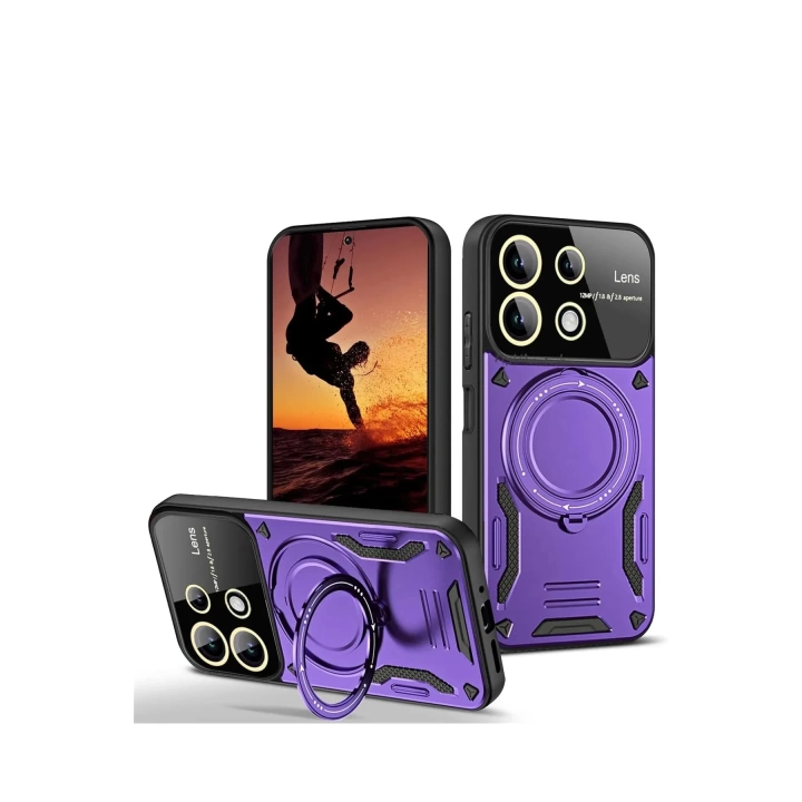 BFS  Xiaomi Redmi 13 4G Kılıf Joy Lens Standlı Kapak - Mor
