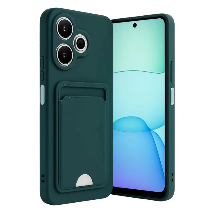 BFS  Xiaomi Redmi 13 4G Kılıf Kelvin Kartvizitli Silikon - Koyu Yeşil