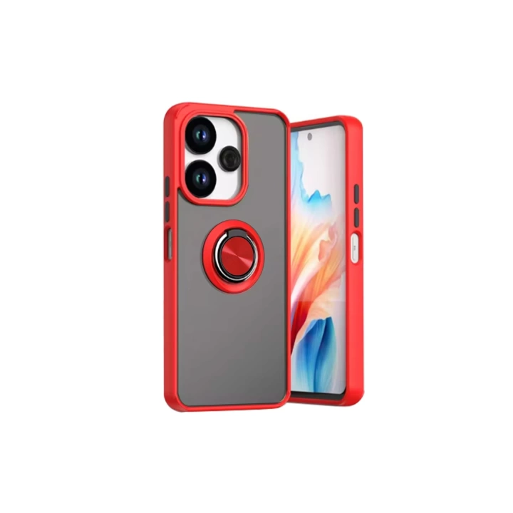 BFS  Xiaomi Redmi 13 4G Kılıf Montreal Yüzüklü Silikon Kapak - Kırmızı