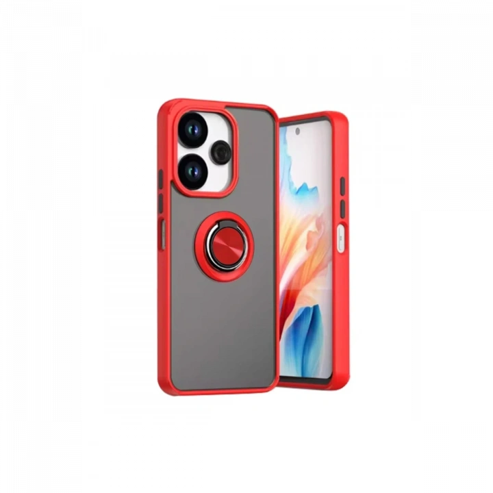 BFS  Xiaomi Redmi 13 4G Kılıf Montreal Yüzüklü Silikon Kapak - Kırmızı