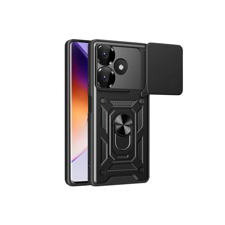 BFS Xiaomi Redmi 13 4G Kılıf Pars Lens Yüzüklü Silikon - Siyah