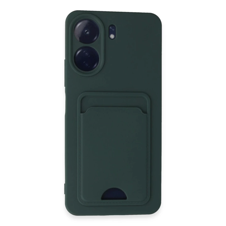 BFS  Xiaomi Redmi 13C Kılıf Kelvin Kartvizitli Silikon - Koyu Yeşil