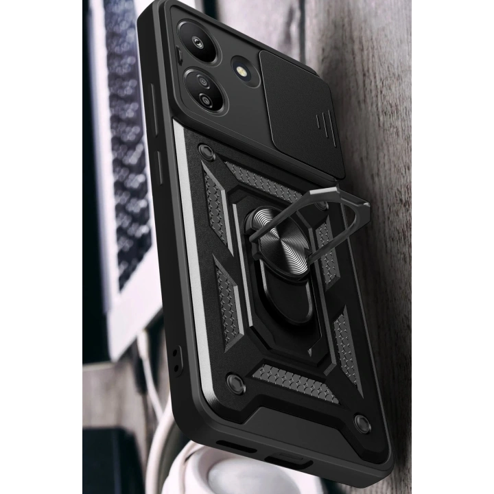 BFS Xiaomi Redmi 13C Kılıf Pars Lens Yüzüklü Silikon - Lacivert