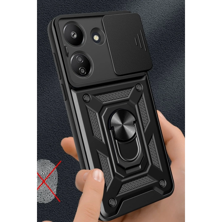 BFS  Xiaomi Redmi 13C Kılıf Pars Lens Yüzüklü Silikon - Yeşil