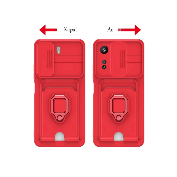 BFS  Xiaomi Redmi 13C Kılıf Zuma Kartvizitli Yüzüklü Silikon - Lila