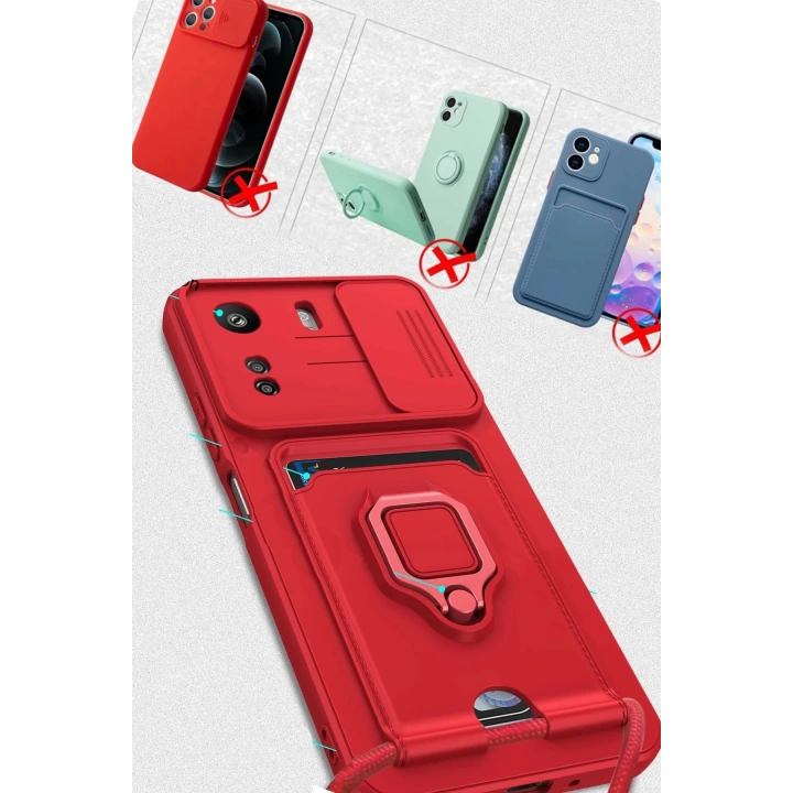 BFS  Xiaomi Redmi 13C Kılıf Zuma Kartvizitli Yüzüklü Silikon - Lila