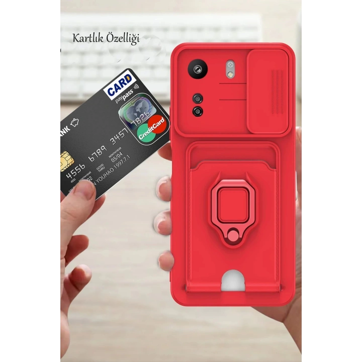 BFS Xiaomi Redmi 13C Kılıf Zuma Kartvizitli Yüzüklü Silikon - Yeşil