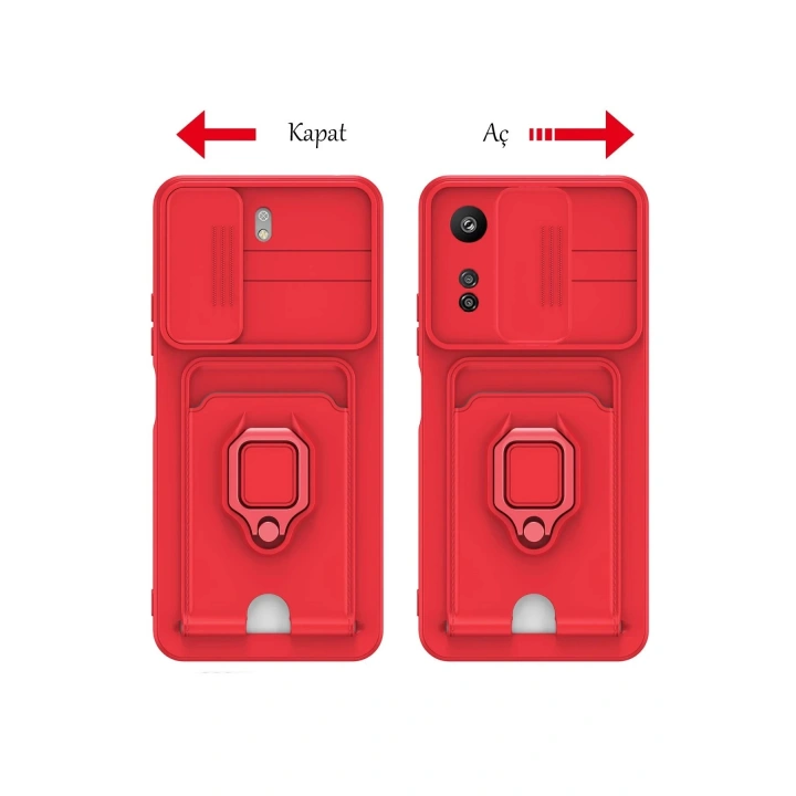BFS Xiaomi Redmi 13C Kılıf Zuma Kartvizitli Yüzüklü Silikon - Yeşil