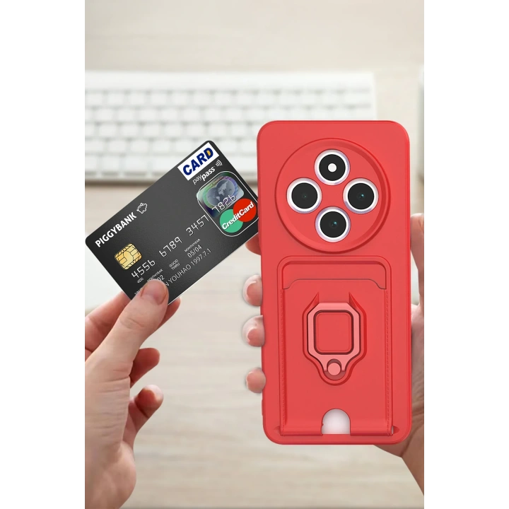 BFS  Xiaomi Redmi 14C Kılıf Zuma Kartvizitli Yüzüklü Silikon - Yeşil