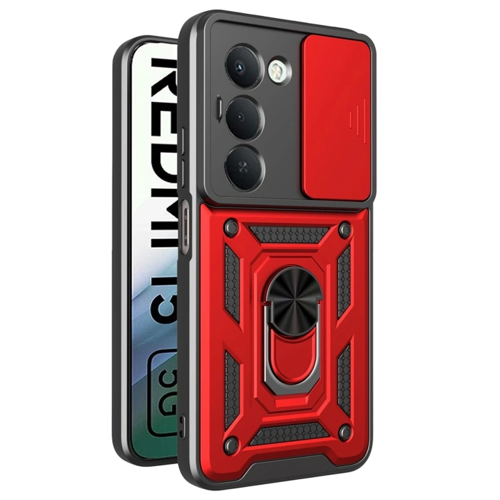 BFS  Xiaomi Redmi 15 4G Pars Lens Yüzüklü Silikon - Kırmızı