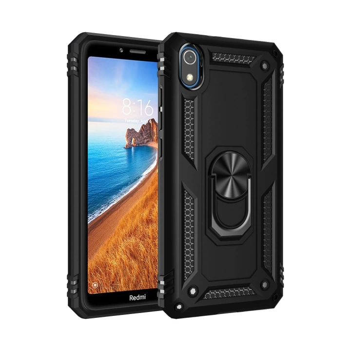 BFS  Xiaomi Redmi 7A Kılıf Sofya Yüzüklü Silikon Kapak - Siyah