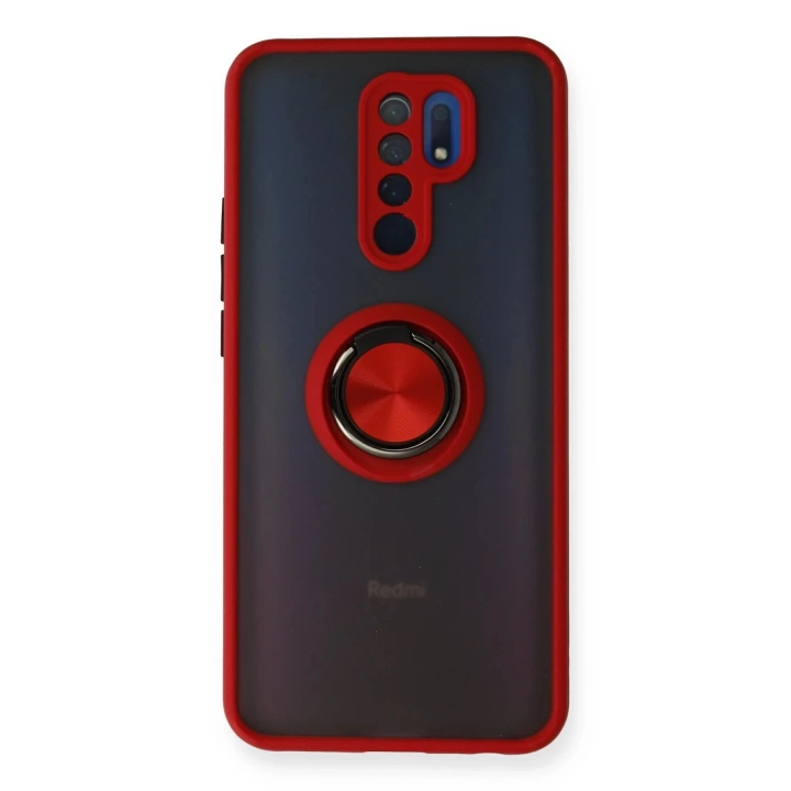 BFS  Xiaomi Redmi 9 Kılıf Montreal Yüzüklü Silikon Kapak - Kırmızı