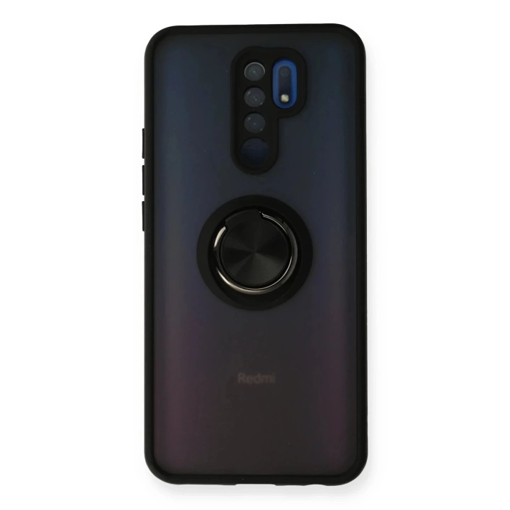 BFS  Xiaomi Redmi 9 Kılıf Montreal Yüzüklü Silikon Kapak - Siyah