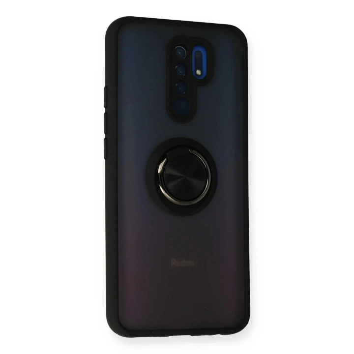 BFS  Xiaomi Redmi 9 Kılıf Montreal Yüzüklü Silikon Kapak - Siyah