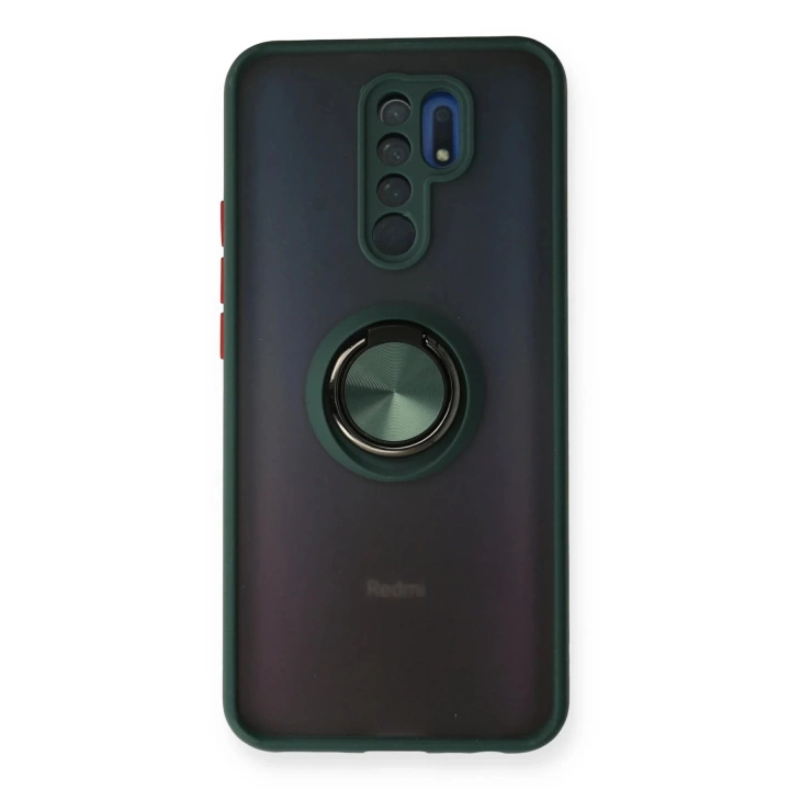 BFS  Xiaomi Redmi 9 Kılıf Montreal Yüzüklü Silikon Kapak - Yeşil