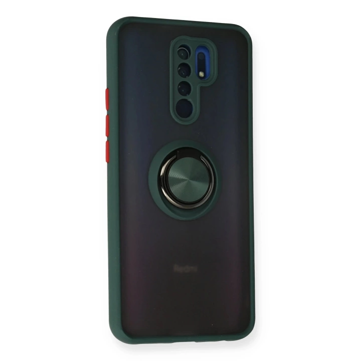 BFS  Xiaomi Redmi 9 Kılıf Montreal Yüzüklü Silikon Kapak - Yeşil
