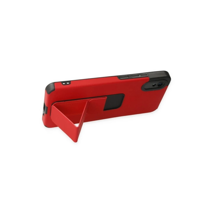 BFS  Xiaomi Redmi 9A Kılıf Mega Standlı Silikon - Kırmızı