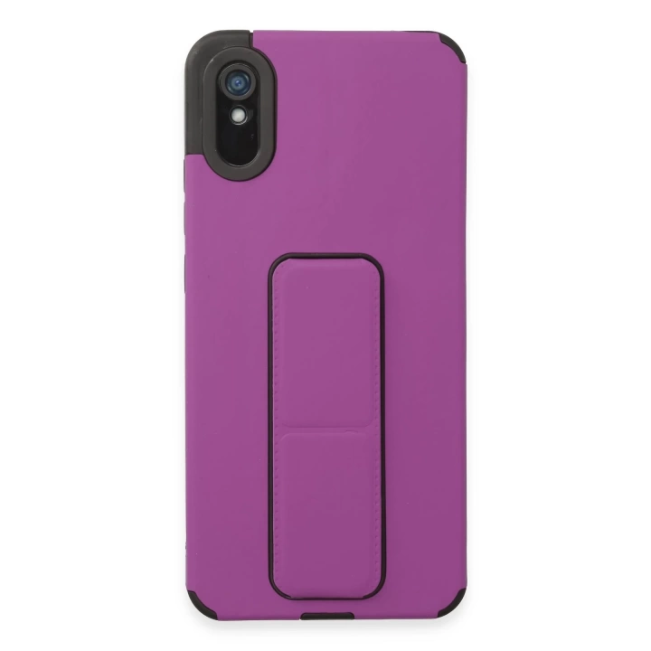 BFS  Xiaomi Redmi 9A Kılıf Mega Standlı Silikon - Mor