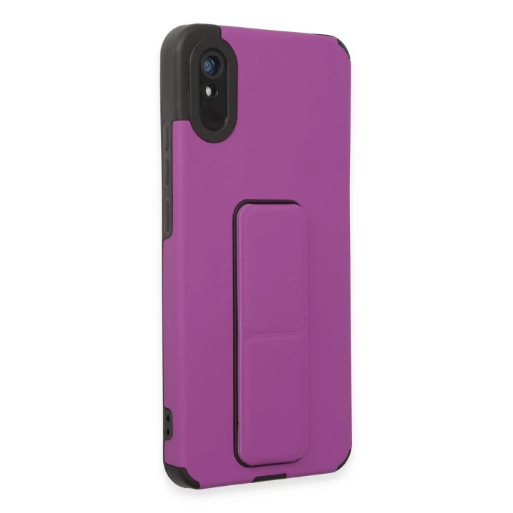 BFS  Xiaomi Redmi 9A Kılıf Mega Standlı Silikon - Mor