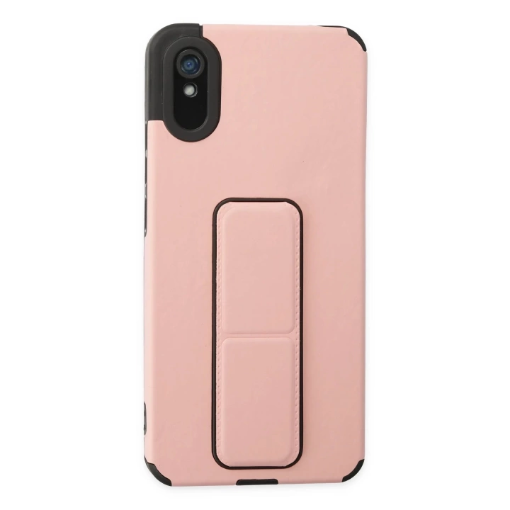 BFS  Xiaomi Redmi 9A Kılıf Mega Standlı Silikon - Pudra