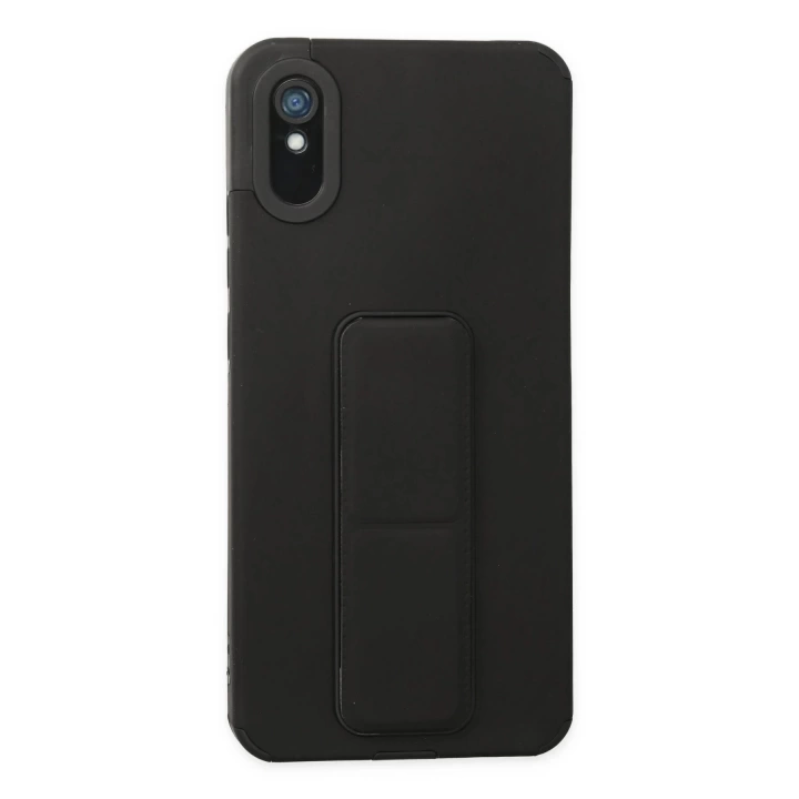 BFS  Xiaomi Redmi 9A Kılıf Mega Standlı Silikon - Siyah