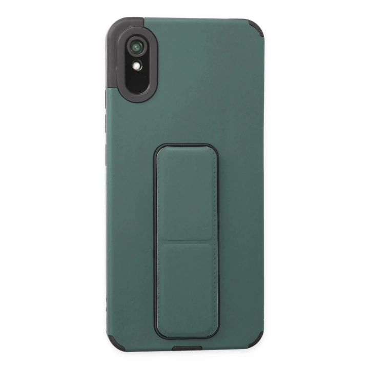 BFS  Xiaomi Redmi 9A Kılıf Mega Standlı Silikon - Yeşil