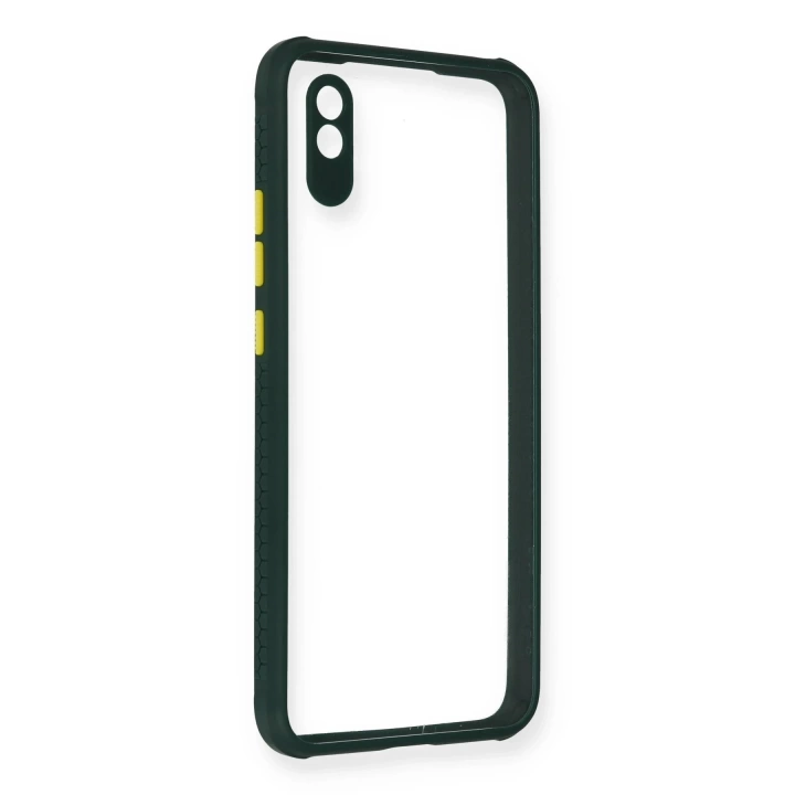 BFS  Xiaomi Redmi 9A Kılıf Miami Şeffaf Silikon - Koyu Yeşil